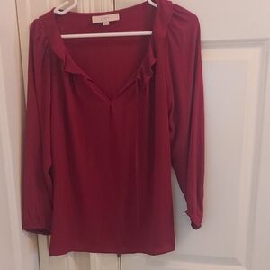 LOFT Women's Deep Red Blouse